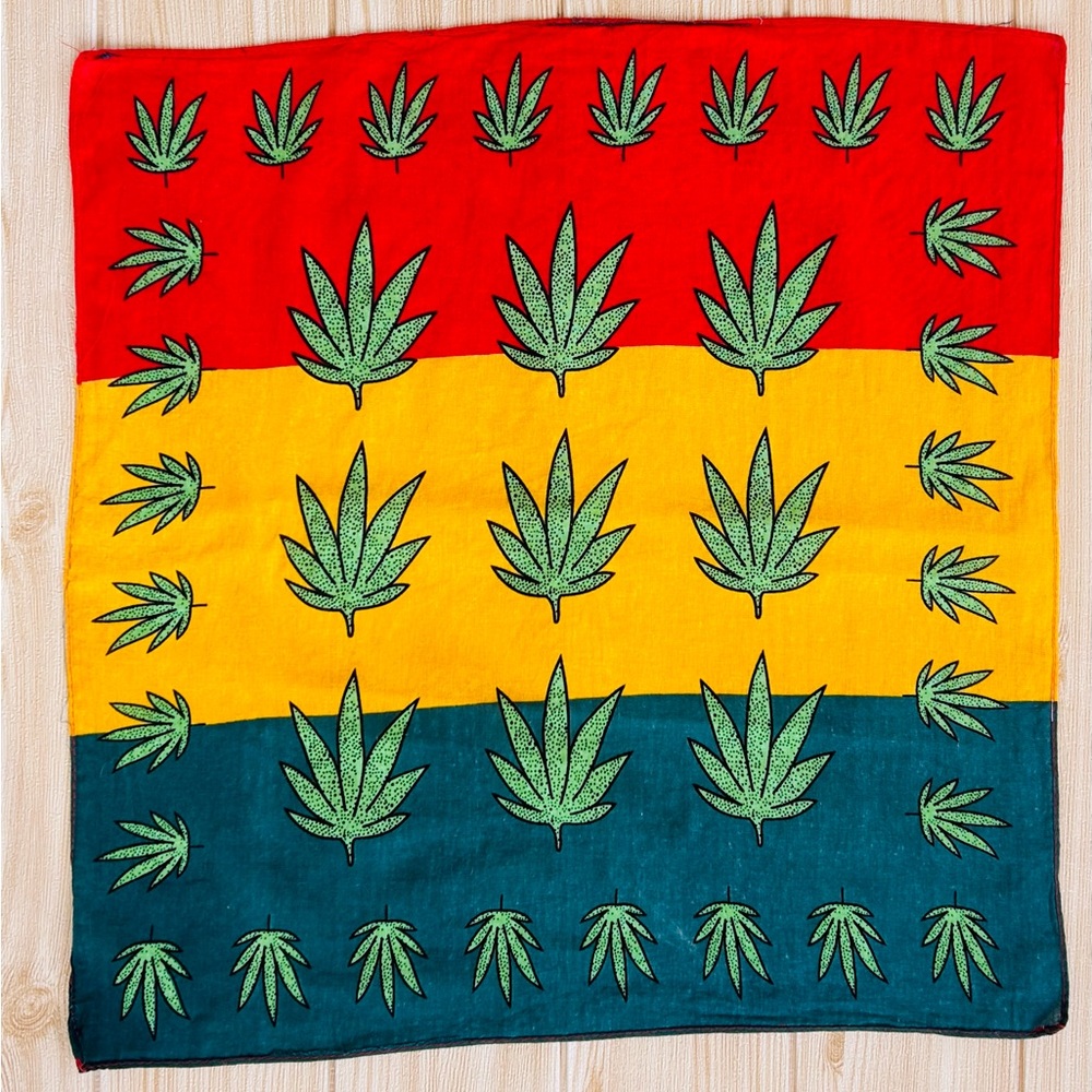 Men’s Reggae Cannabis Weed marijuana Pot Leaf Print Bandana Scarf Cotton